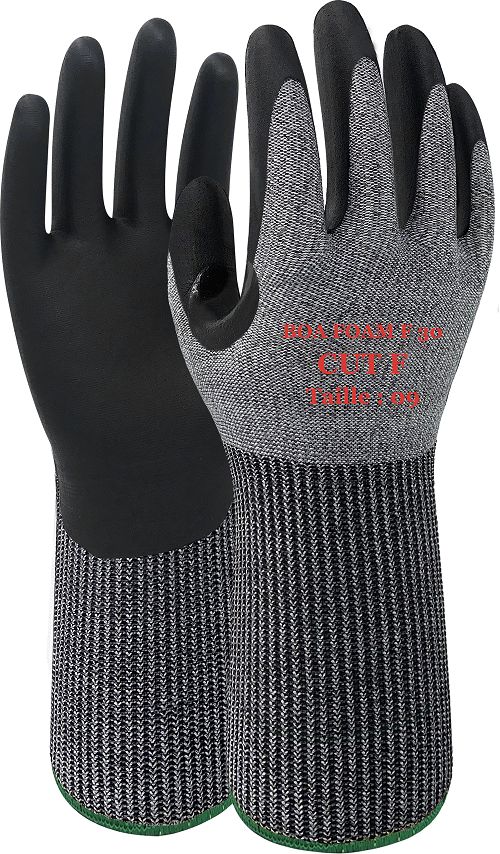 GUYARD BOA FOAM F30 Black High Performance Polyethylene Work Gloves, Size 7, Nitrile Foam Coating