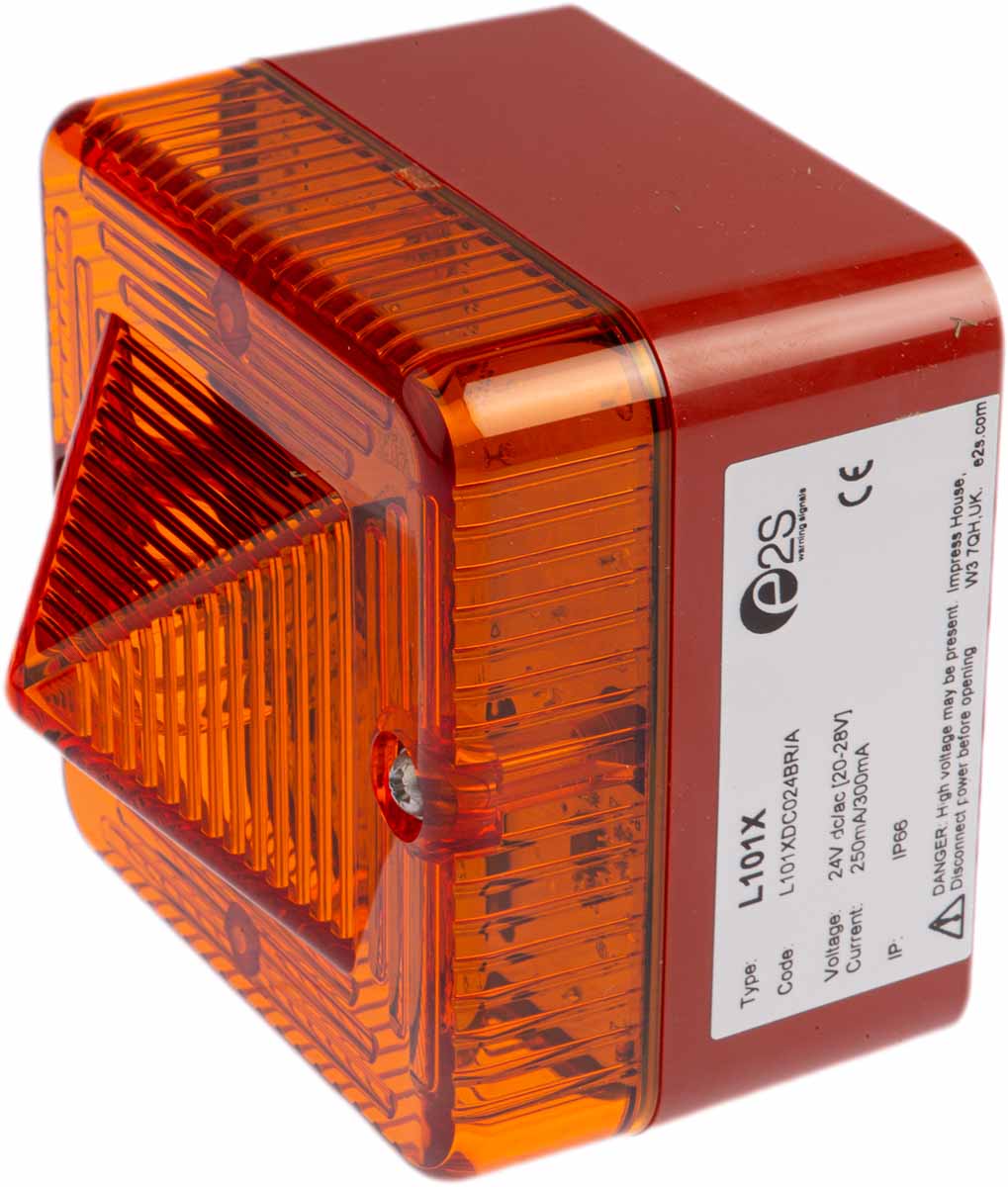 e2s L101X Series Amber Flashing Beacon, 24 V ac/dc, Surface Mount, Xenon Bulb, IP66