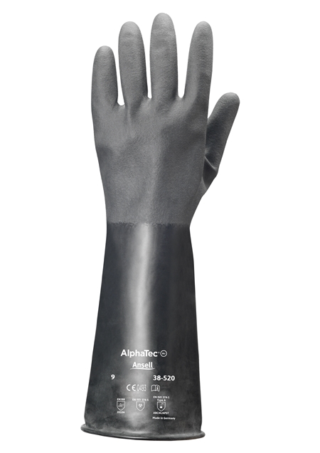 Ansell AlphaTec 38-520 Black Butyl Glove, Size 9