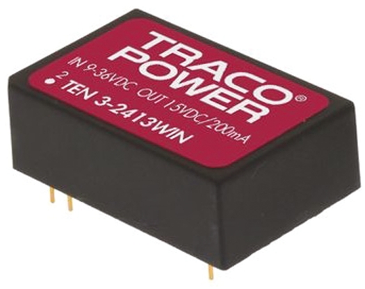 TRACOPOWER TEN 3WIN DC-DC Converter, 12V dc/ 250mA Output, 18 → 75 V dc Input, 3W, Through Hole, +85°C Max Temp