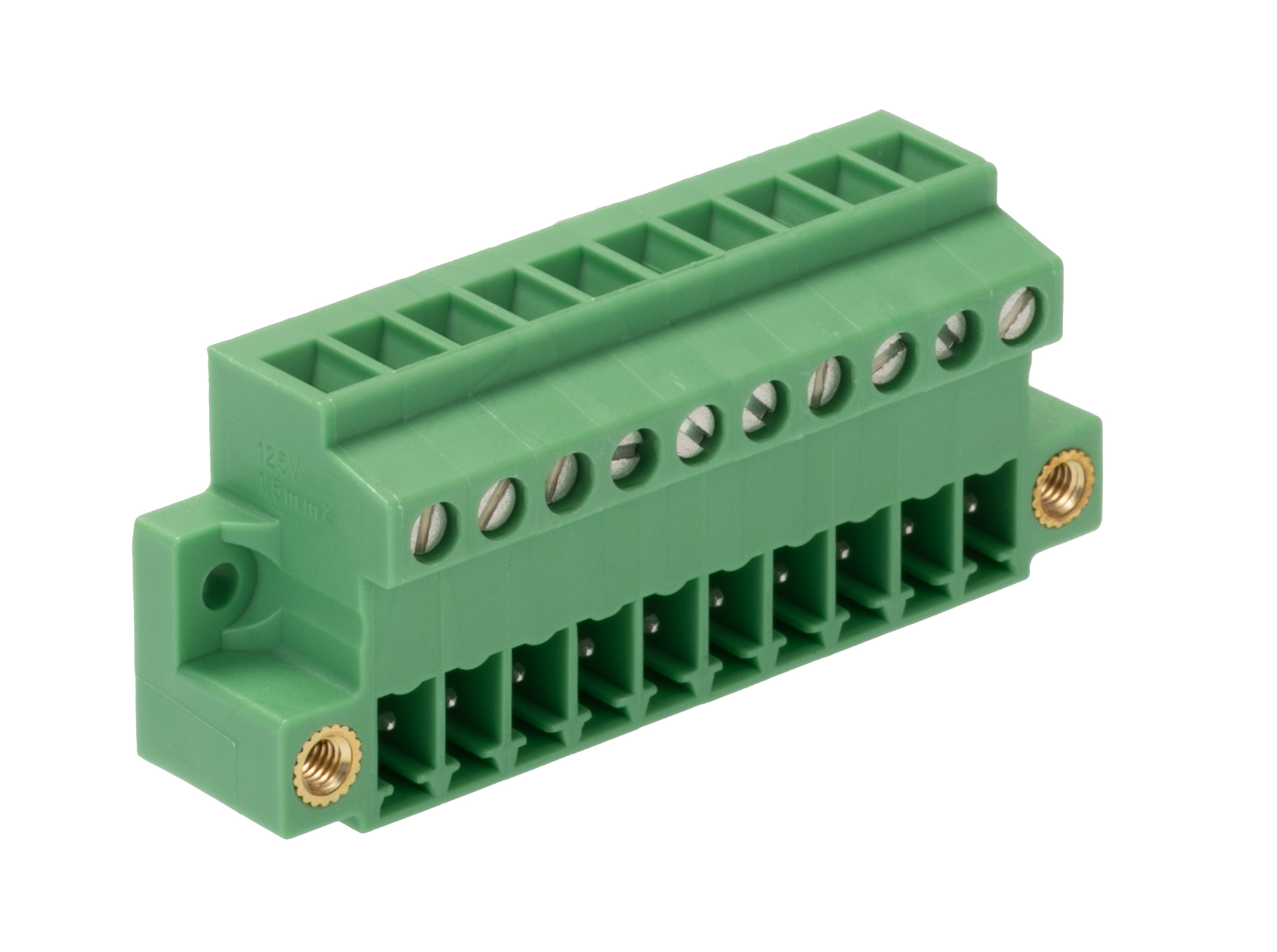 Phoenix Contact, 3.81mm Pitch, MCVU 1.5/10-GFD-3.81, 10 Way, , Pluggable Terminal Block, Plug, Direct Mounting, Screw