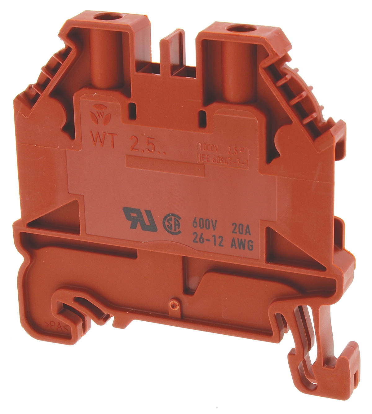 Wieland 58.503.0055.5 WT 2.5 Series Red, 2.5mm², Single-Level, Screw Termination, ATEX