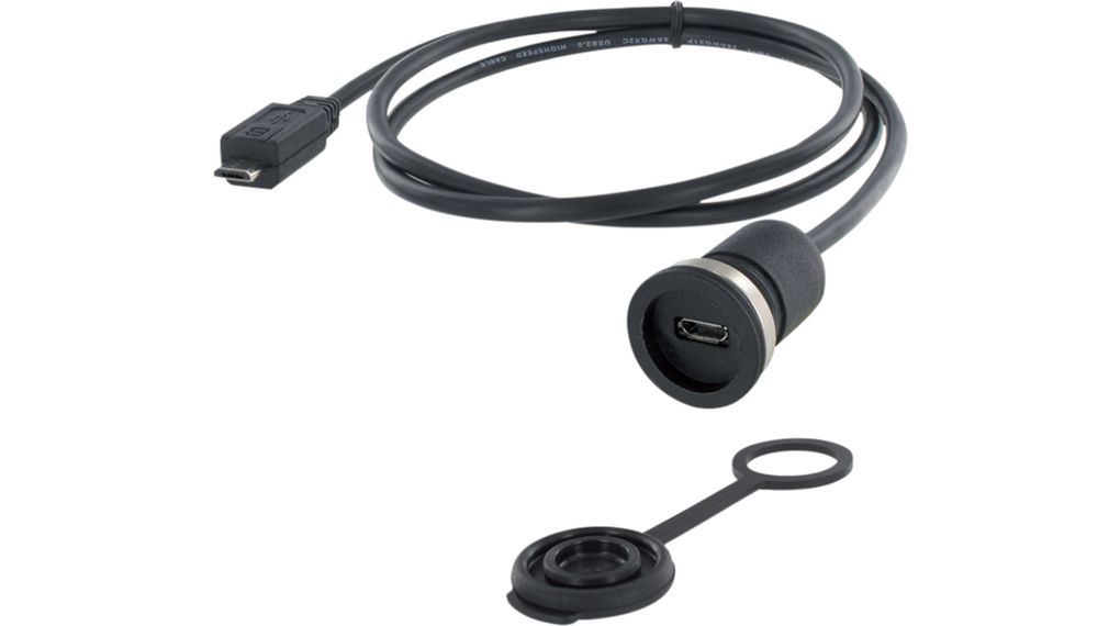 Encitech Connectors Straight, Panel Mount, Socket- Dual Port Type Micro USB 2.0 2.0 IP67 USB Connector