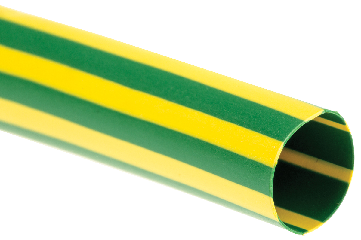 TE Connectivity Heat Shrink Tubing, Green/Yellow 8mm Sleeve Dia. x 1.5m Length 2:1 Ratio, DCPT Series