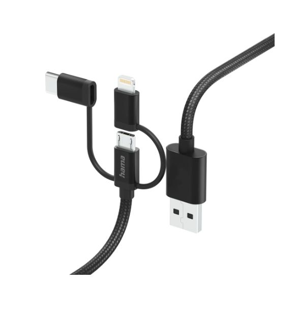 Hama USB 2.0, Male Lightning to Male USB A, USB C, 480Mbps, 1.5m