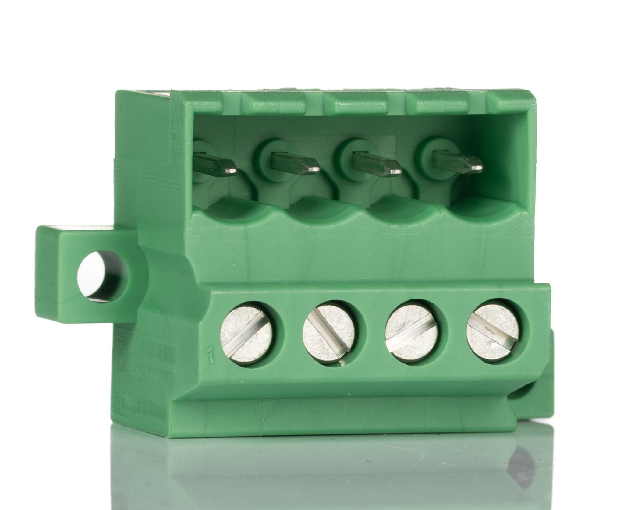 Phoenix Contact, 5.08mm Pitch, MVSTBU 2.5/4-GB-5.08, 4 Way, , Pluggable Terminal Block, Header, Cable Mount, Screw
