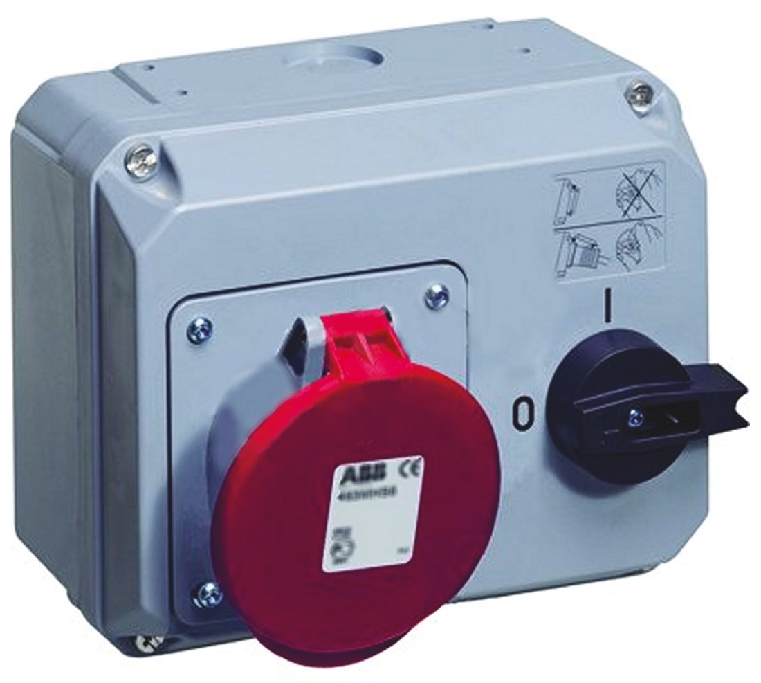 Amphenol Industrial Horizontal Switchable IP44 Industrial Interlock Socket 3P+E, 63A, 380 → 415 V