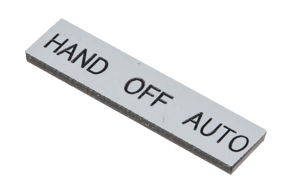 Allen Bradley Legend Plate for Use with 800F Series, Hand - Off - Auto