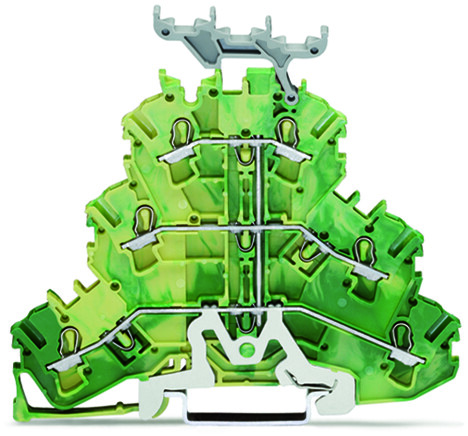 WAGO 2002-3237 TOPJOB S, 2002 Series Green/Yellow, 2.5mm², Triple-Level, Push-In Cage Clamp Termination, ATEX, IECEx