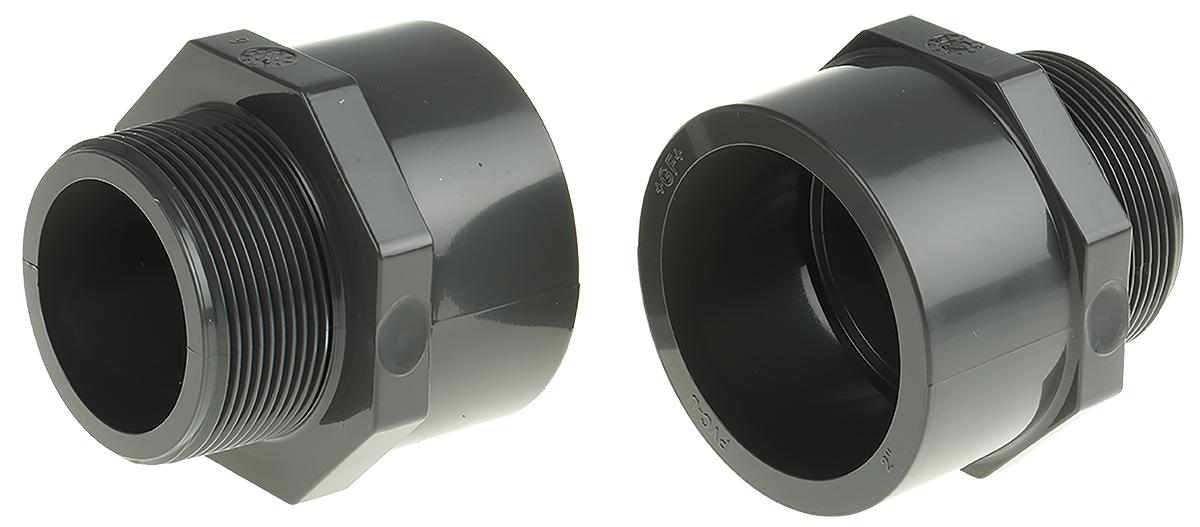 Georg Fischer Plastic Pipe Fitting, Straight Threaded Adapter, R 2in to BSP 2in