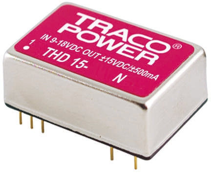 TRACOPOWER THD 15N DC-DC Converter, 5V dc/ 3A Output, 9 → 18 V dc Input, 15W, Through Hole, +85°C Max Temp -40°C
