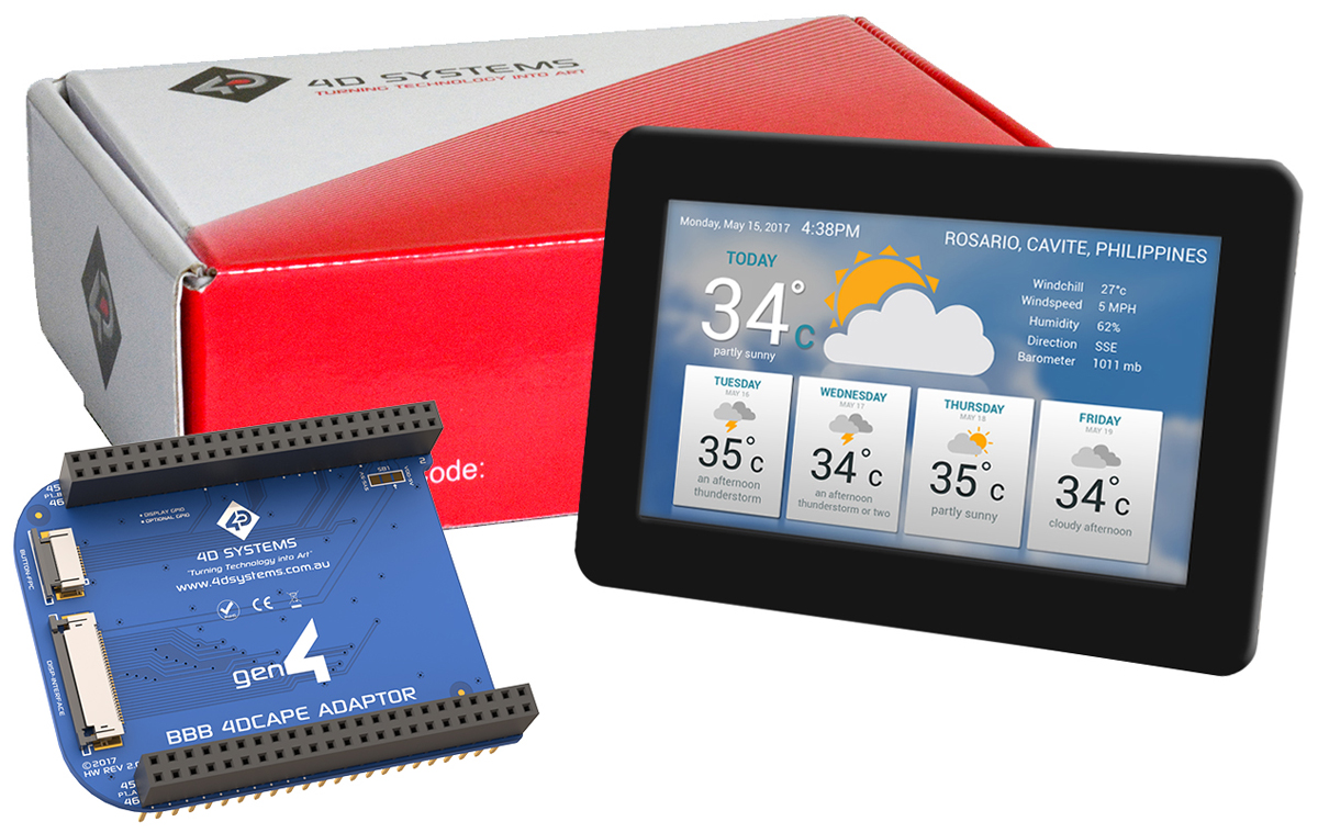 4D Systems gen4-4DCAPE-50CT-CLB TFT LCD Colour Display / Touch Screen, 5in, 800 x 480pixels