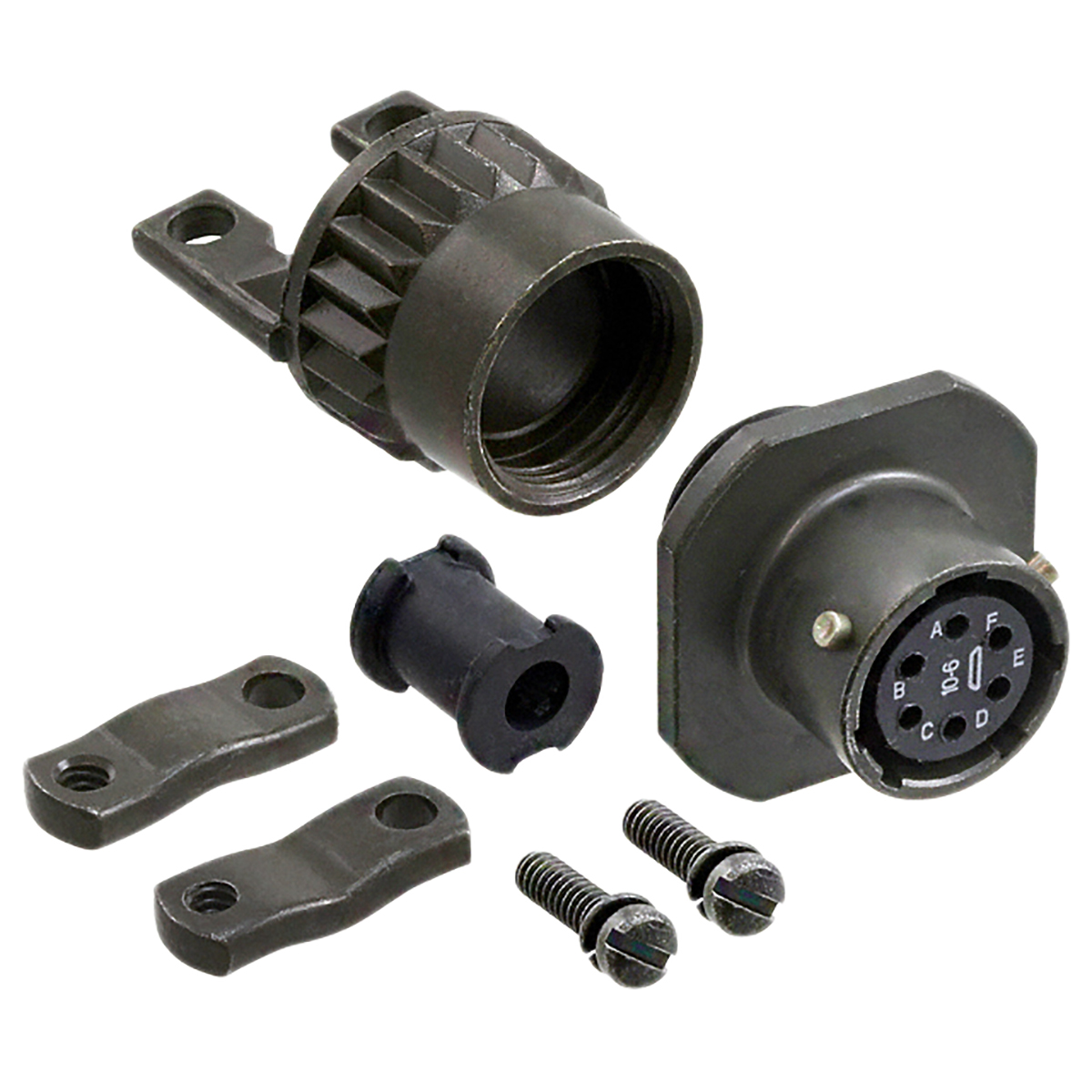 Amphenol Socapex, PT, Copper Alloy 6 Way Cable Mount MIL Spec Circular Connector ReceptacleGreen, Socket Contacts,Shell