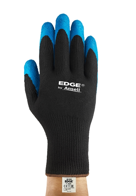 Ansell Edge Black Polyester Cotton Work Gloves, Size 10, Latex Coating