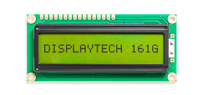 Displaytech 161G BC BW 161G Alphanumeric LCD Display, Yellow-Green on, 1 Row by 16 Characters, Transflective