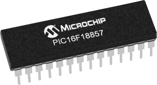 Microchip, 8 bit 8 Bit CPU, PIC16F18857 Microcontroller, 32 MHz, 56kB FLASH, 28-Pin SPDIP