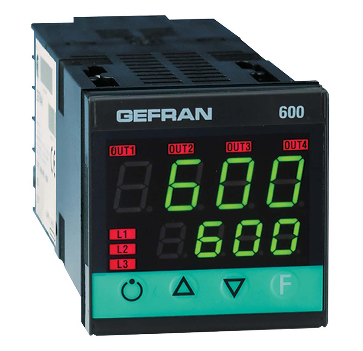Gefran 600 PID Temperature Controller, 48 x 48 (1/16 DIN)mm, 3 Output Relay, 100 V ac, 240 V ac Supply Voltage ON/OFF