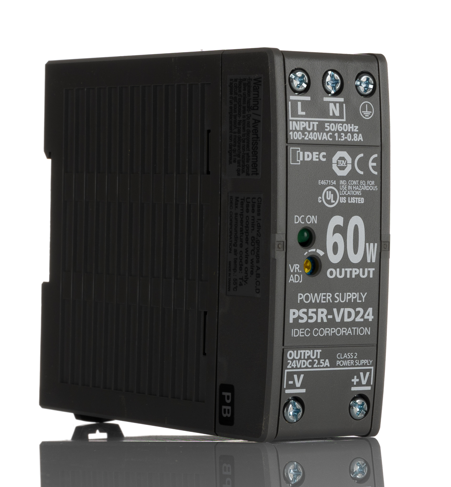 Idec PS5R Switched Mode DIN Rail Power Supply, 85 → 264 V ac / 100 → 370V dc ac, dc Input, 24V dc dc