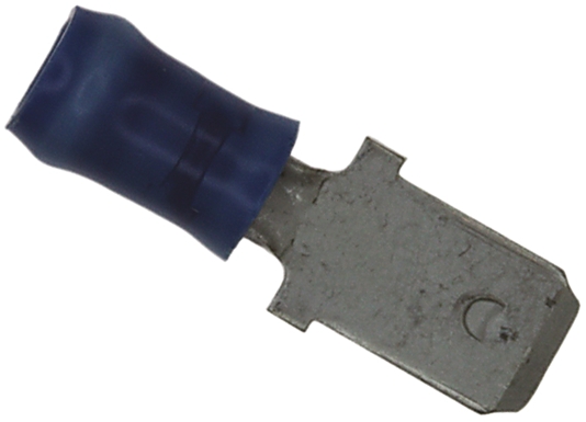 TE Connectivity PIDG FASTON .250 Blue Insulated Male Spade Connector, Tab, 6.35 x 0.81mm Tab Size, 1.25mm² to 2mm²
