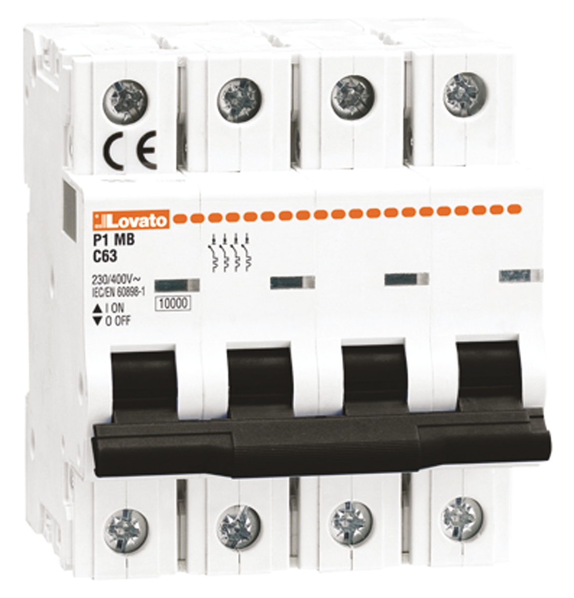 Lovato ModuLo P1MB MCB, 4P, 25A Curve C, 230V AC, 10 kA Breaking Capacity
