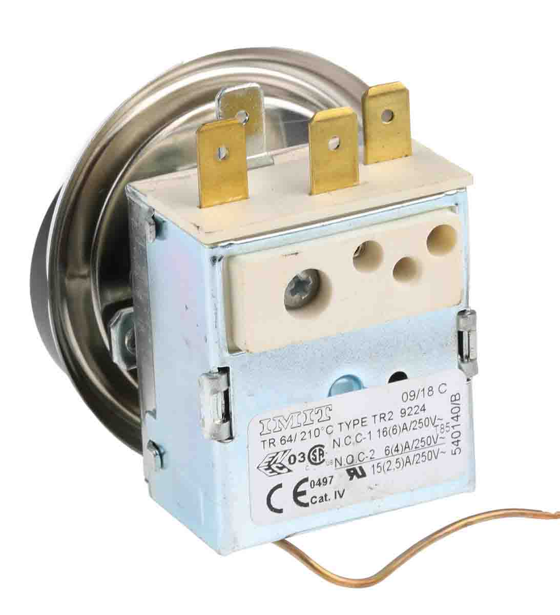 RS PRO Capillary Thermostat, +210°C Max, SPDT, Automatic Reset, Panel Mount
