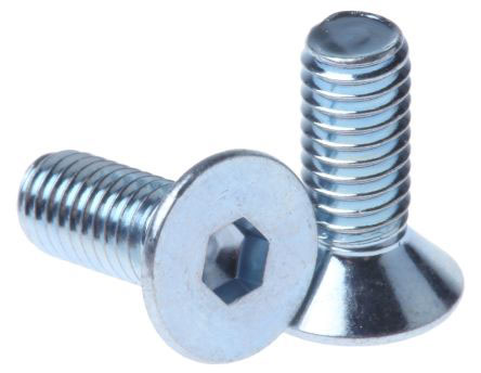 RS PRO Bright Zinc Plated Steel Hex Socket Countersunk Screw, DIN 7991, M20 x 70mm