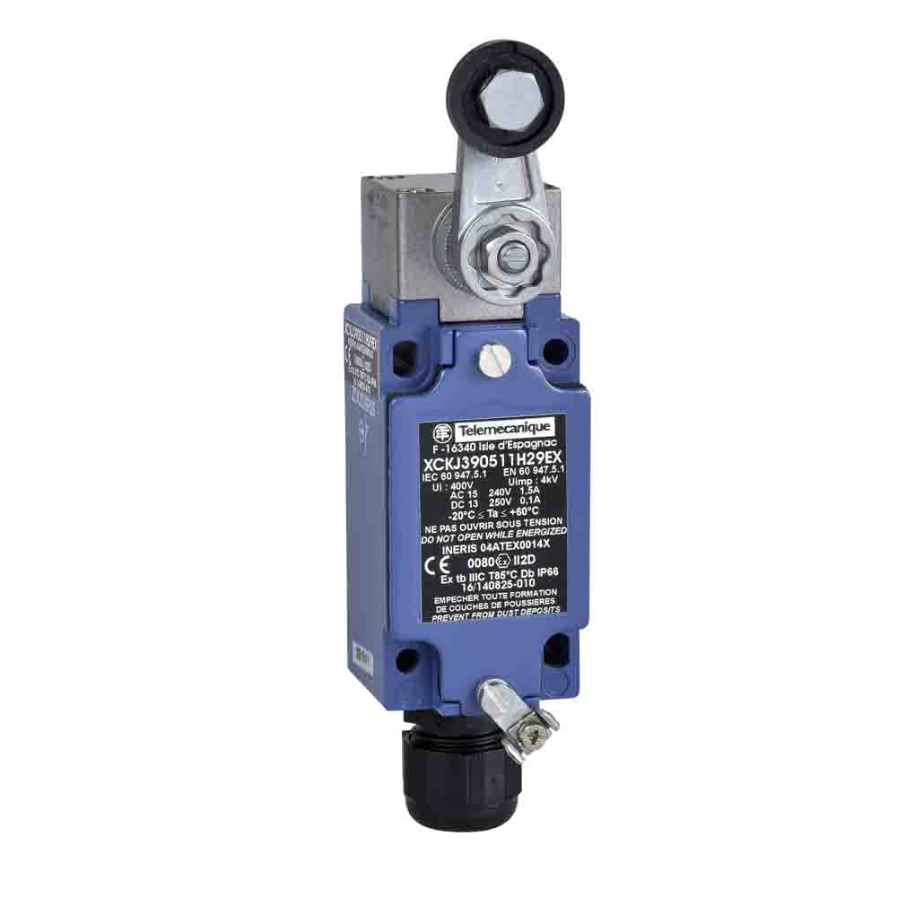Telemecanique Sensors XCKJ Series Roller Lever Limit Switch, 2NC/1NO, IP66, 3P, Zinc Alloy Housing, 400V ac Max, 6A Max