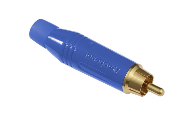 Amphenol Industrial Blue Cable Mount RCA Plug, Gold, 10A