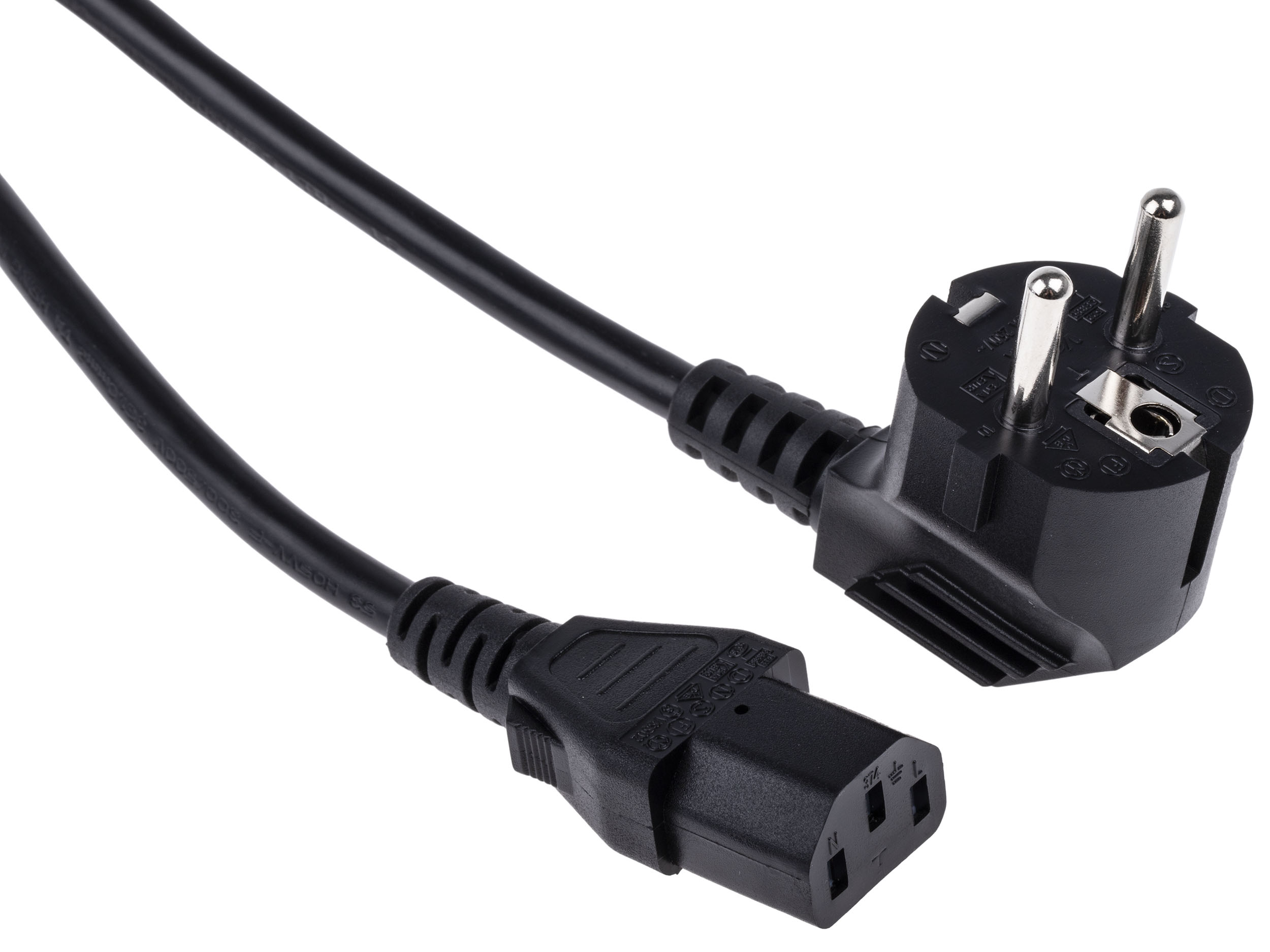RS PRO Straight IEC C13 Socket to Right Angle CEE 7/7 Plug Power Cord, 10m