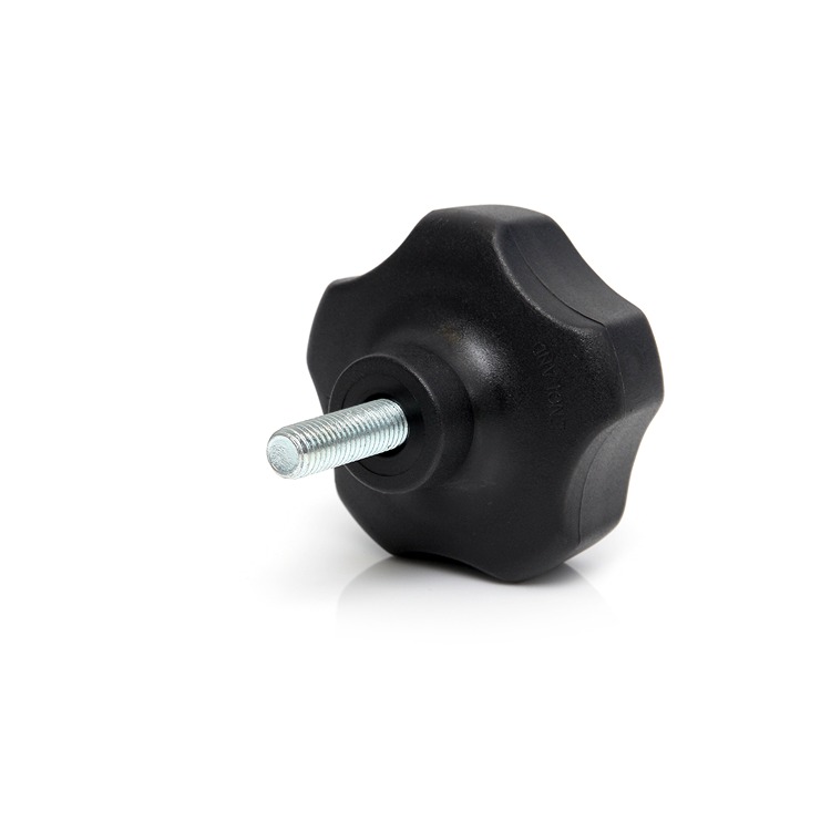 RS PRO Black Thermoplastic Multiple Lobes Clamping Knob, M12 x 40, Threaded Mount