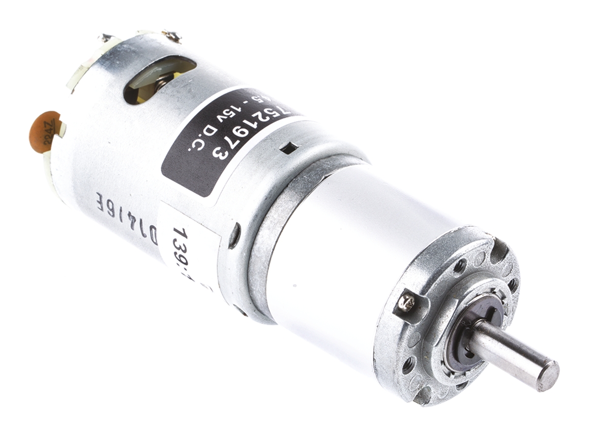 RS PRO Geared DC Motor, 21.2 W, 4.5 → 15 V dc, 154.4 gcm, 6000 rpm, 6mm Shaft Diameter