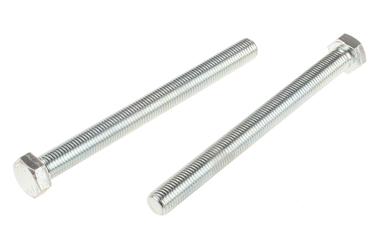 RS PRO Bright Zinc Plated Steel, Hex Bolt, M16 x 180mm