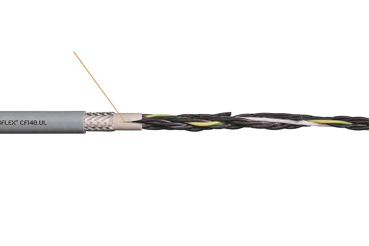 Igus Chainflex CF140.UL Control Cable, 7 Cores, 1 mm² 17 AWG, Screened, 10 m, Grey Polyvinyl Chloride Sheath