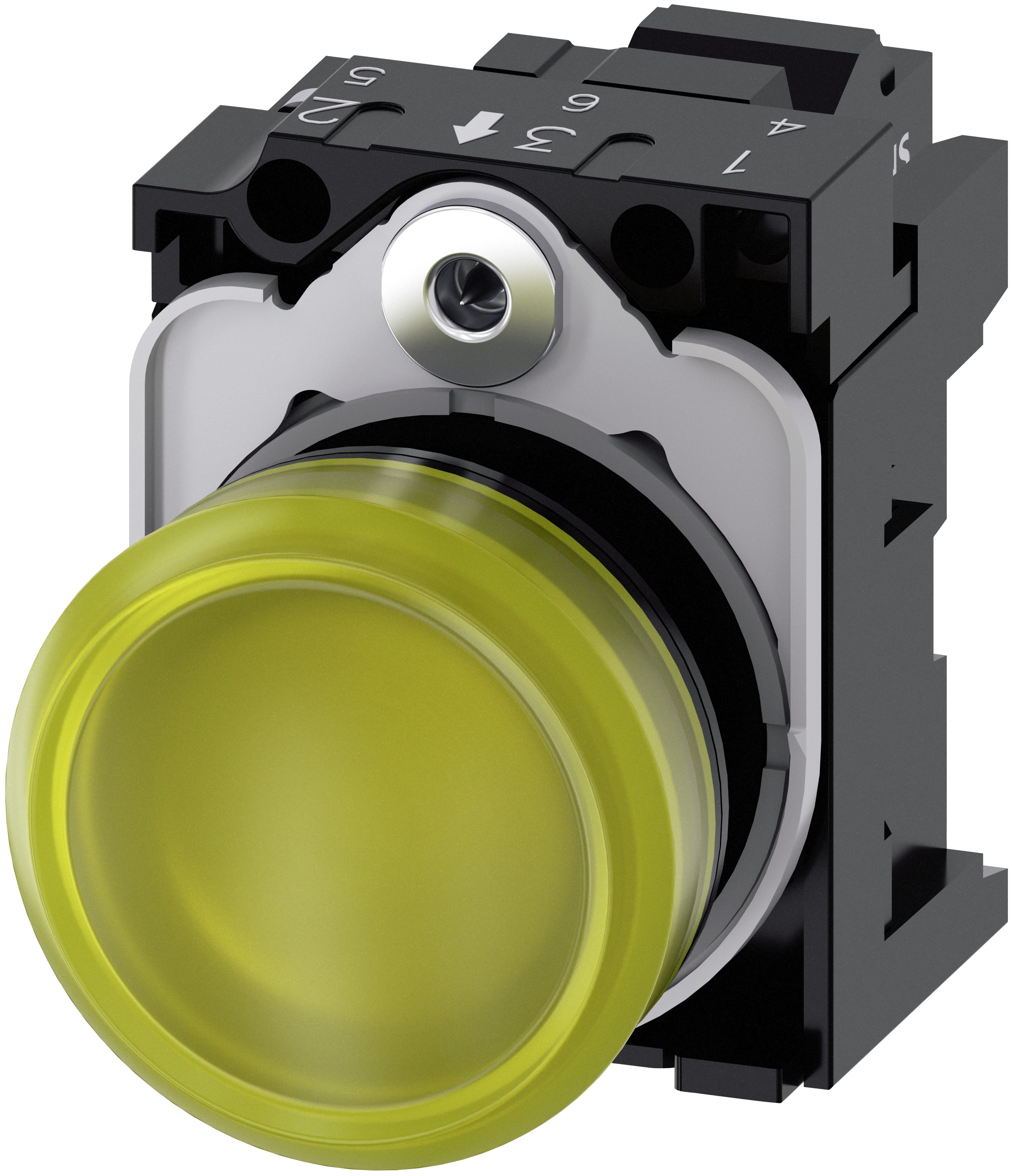 Siemens, SIRIUS ACT 3SU11, Panel Mount Yellow LED Indicator, 22mm Cutout, Round, 24V ac/dc