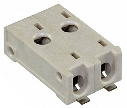 TE Connectivity Straight Surface Mount PCB Socket, 2-Contact, 1-Row, 4mm Pitch, Solder Termination