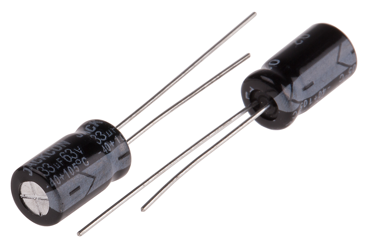 RS PRO 33μF Aluminium Electrolytic Capacitor 63V dc, Radial, Through Hole