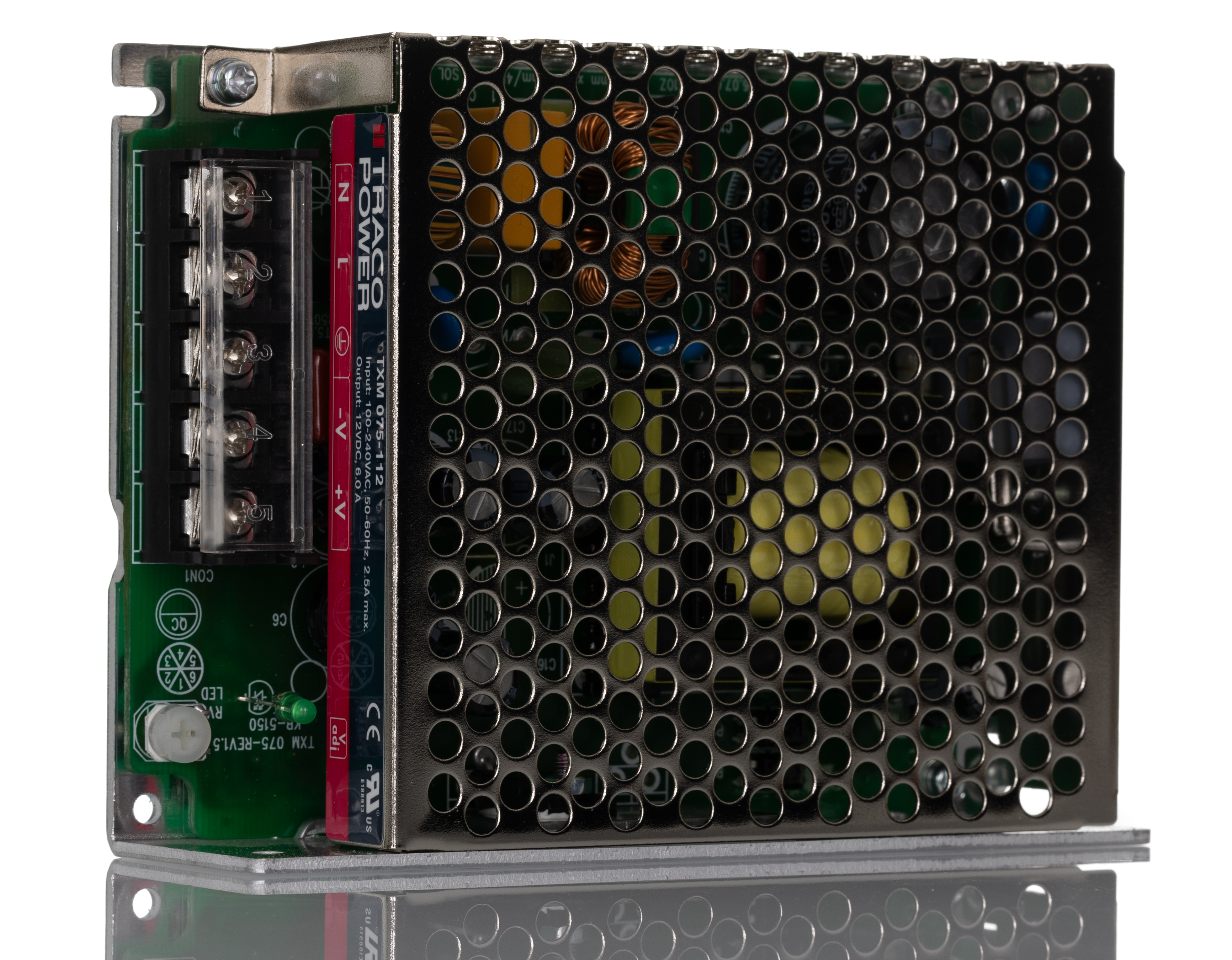 TRACOPOWER Switching Power Supply, TXM 075-112, 12V dc, 6A, 60W, 1 Output, 90 → 264V ac Input Voltage
