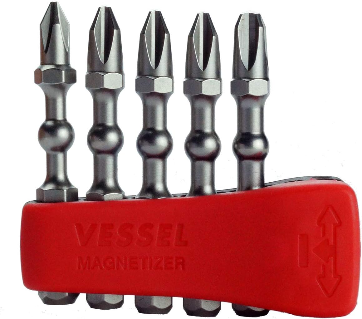 Vessel Power Bits with Mag Enhancer 5 Pieces, Phillips