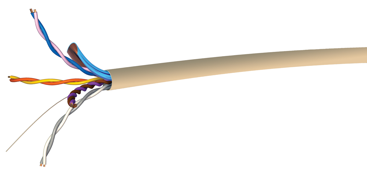 RS PRO 8 Core 24 AWG Telephone Cable, 1/0.51 mm, White Sheath, 100m