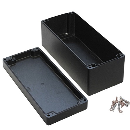 Hammond 1590Z Series Black Die Cast Aluminium Alloy Enclosure, IP68, Flanged, Black Lid, 360 x 160 x 90mm