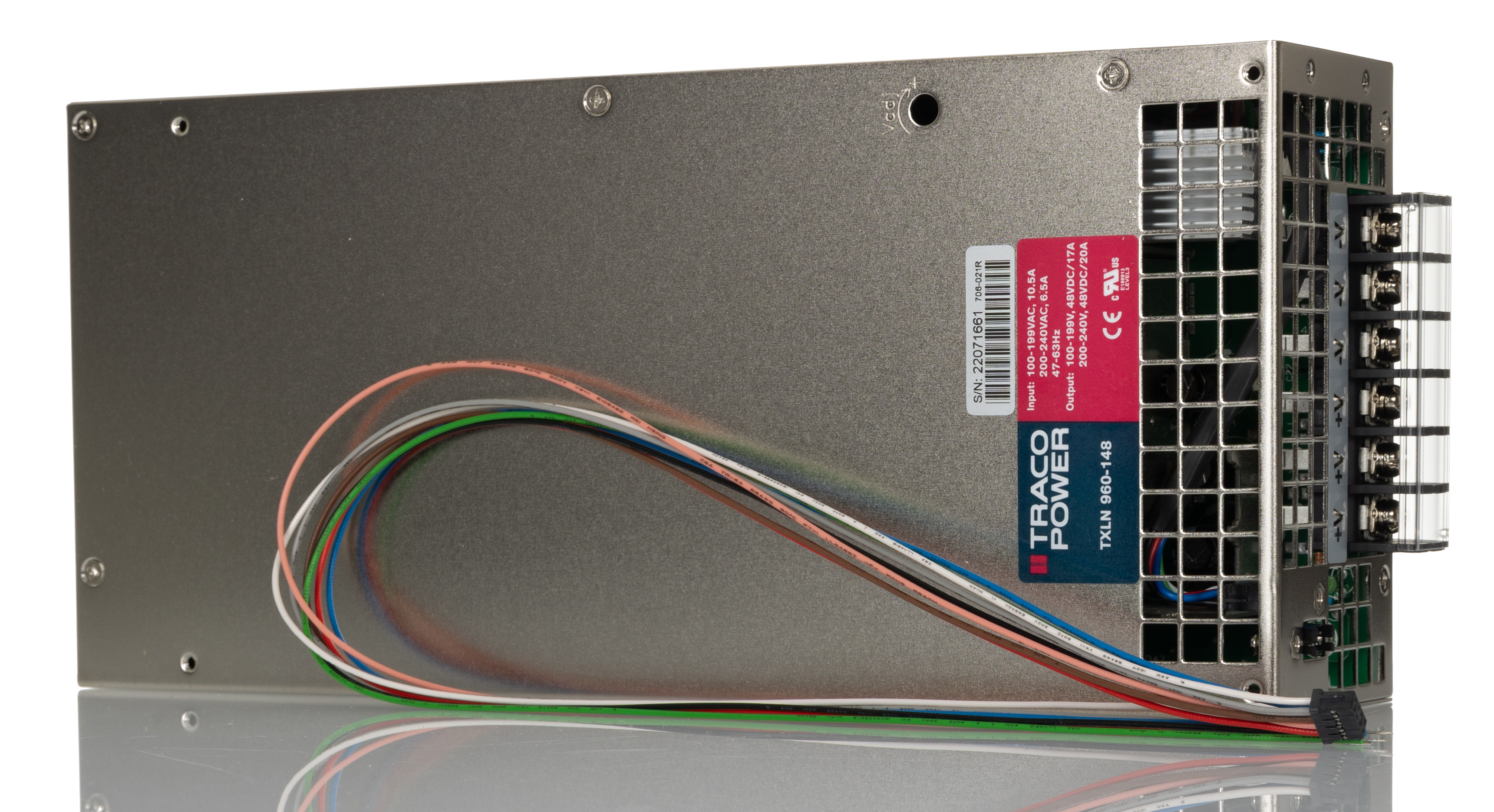 TRACOPOWER Switching Power Supply, TXLN 960-148, 48V dc, 20A, 960W, 1 Output, 90 → 264V ac Input Voltage
