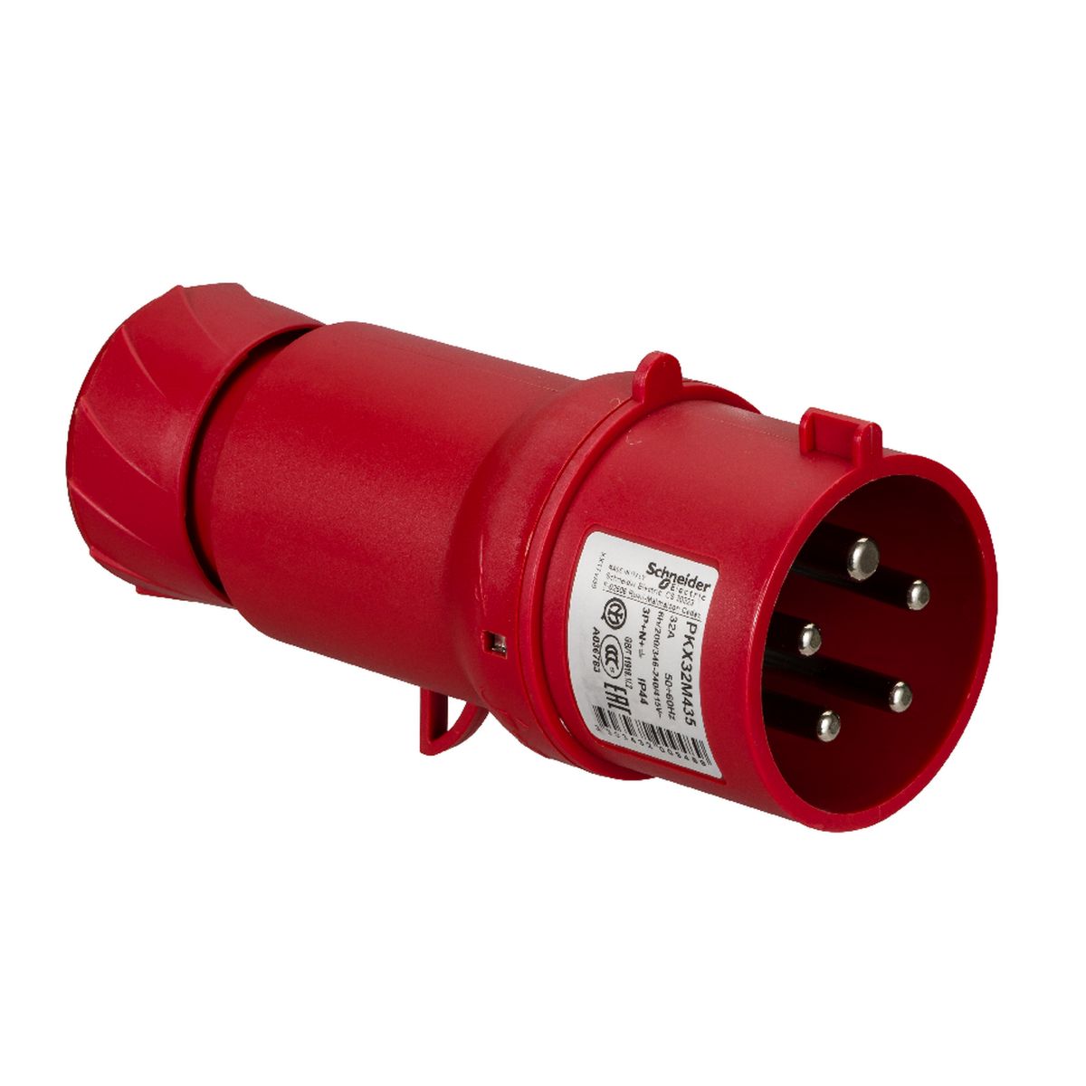 Schneider Electric, PratiKa IP44 Red Cable Mount 3P + N + E Industrial Power Plug, Rated At 32A, 415 V