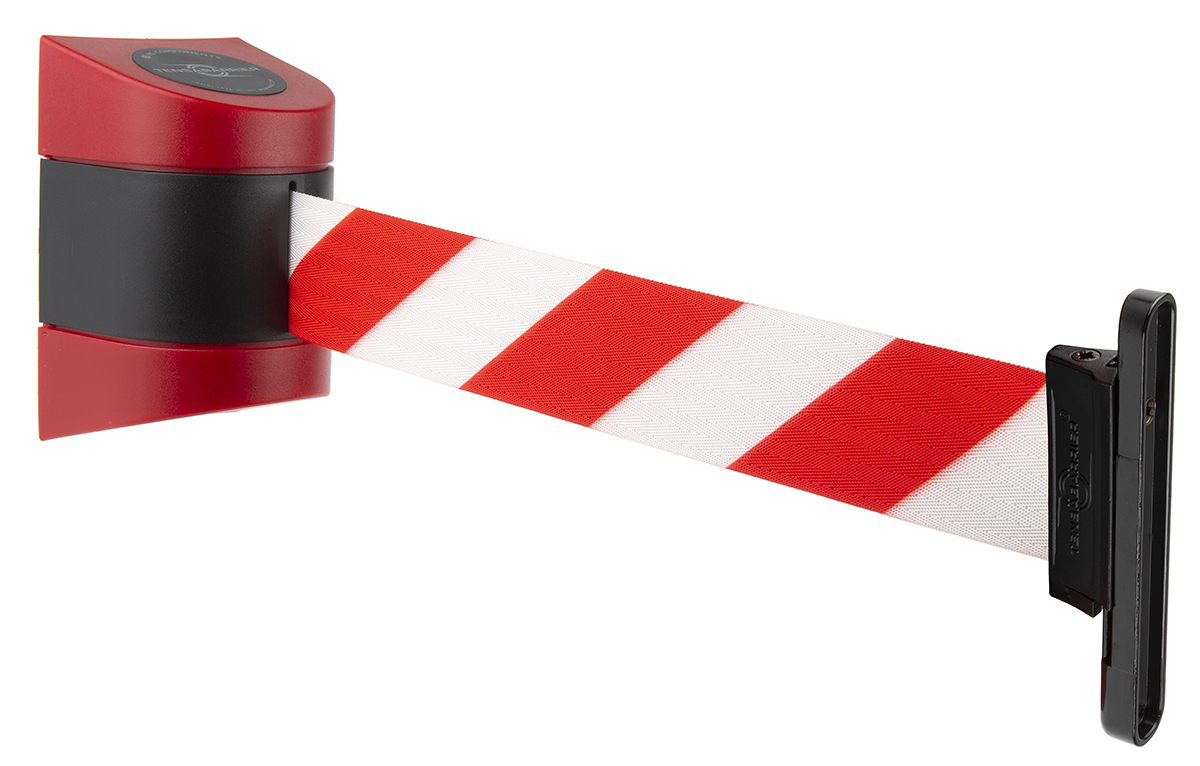 Tensator Red & White Plastic Retractable Barrier, 4.6m, Red, White Tape