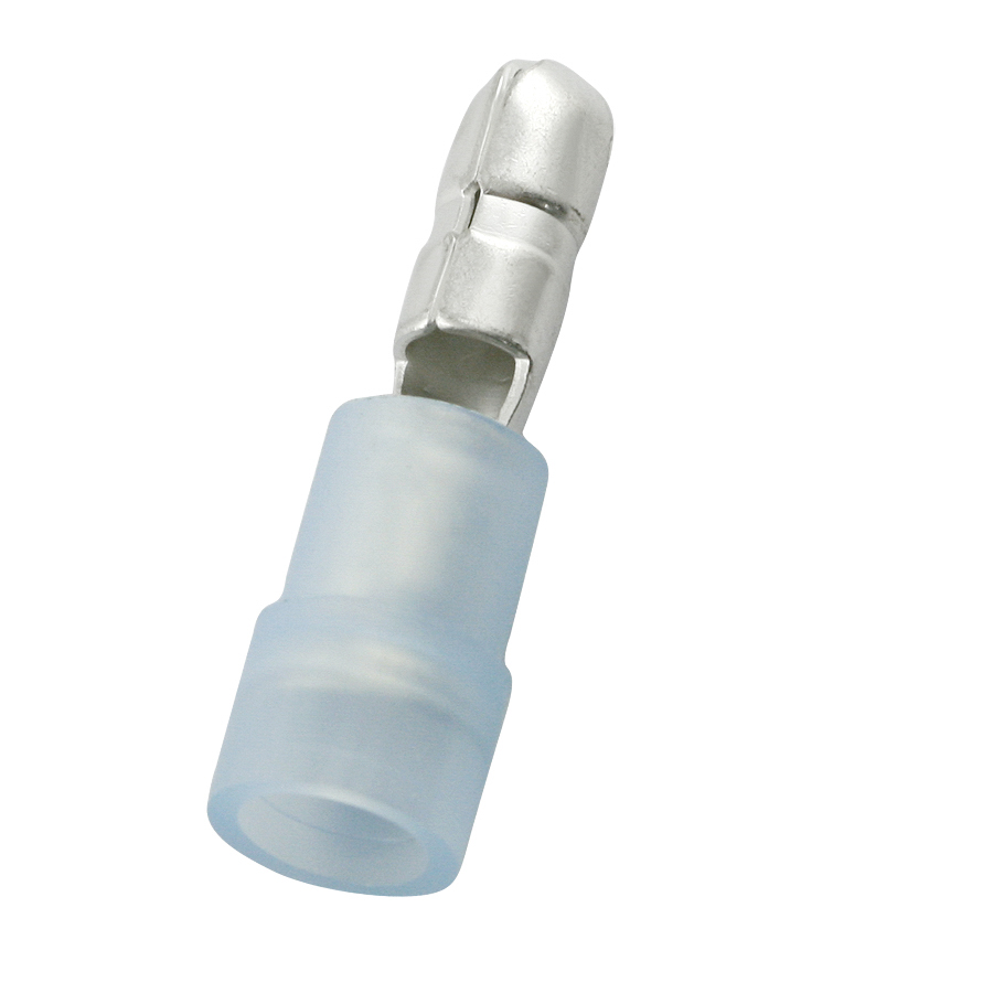 RS PRO Insulated, Blue Crimp Bullet Connector, 1.5mm² to 2.5mm², 16AWG to 14AWG, 4mm Bullet diameter Male