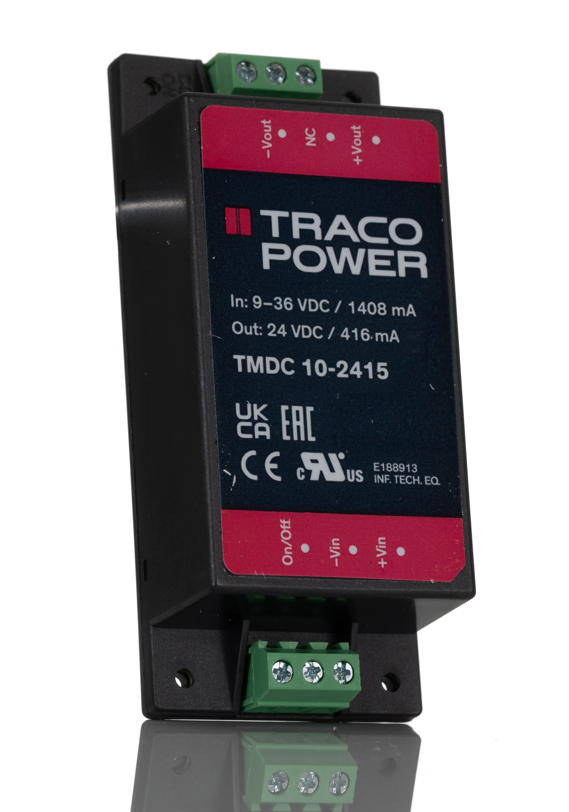 TRACOPOWER TMDC 10 DC-DC Converter, 24V dc/ 416mA Output, 9 → 36 V dc Input, 10W, Chassis Mount, +80°C Max Temp