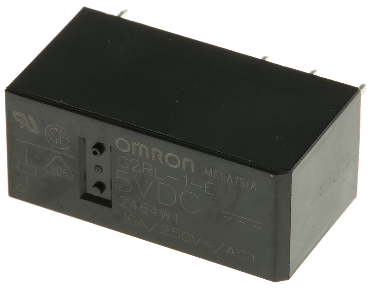 Omron PCB Mount Power Relay, 5V dc Coil, 16A Switching Current, SPDT
