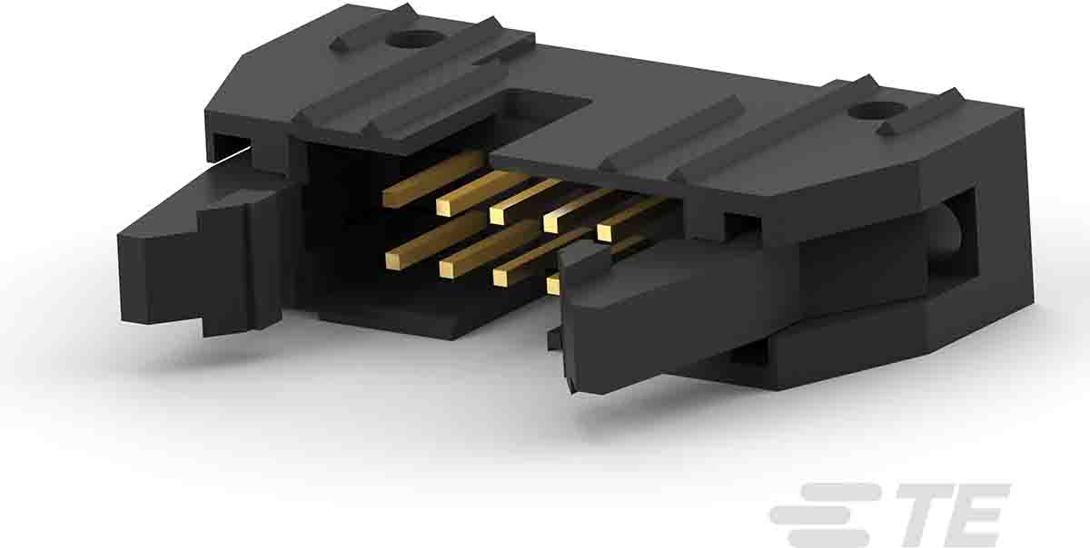 TE Connectivity AMP-LATCH Series Straight Through Hole PCB Header, 10 Contact(s), 2.54 mm Pitch, 2 Row, Shrouded
