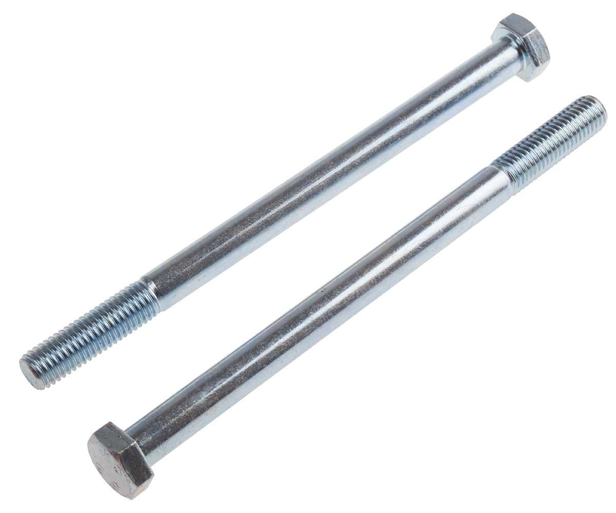 RS PRO Bright Zinc Plated Steel, Hex Bolt, M12 x 160mm