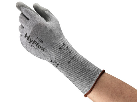 Ansell 11-728 Grey Nylon Cut Resistant Gloves, Size 11, Polyurethane Coating