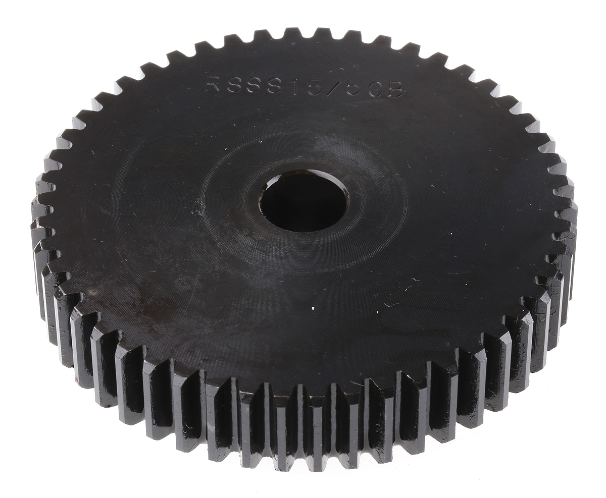 RS PRO Steel 50 Teeth Spur Gear, 1.5 Module, 12mm Bore Diam, 75mm Pitch Diam, 45mm Hub Diam